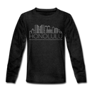 Honolulu, Hawaii Youth Long Sleeve Shirt - Skyline Youth Long Sleeve Honolulu Tee - charcoal gray