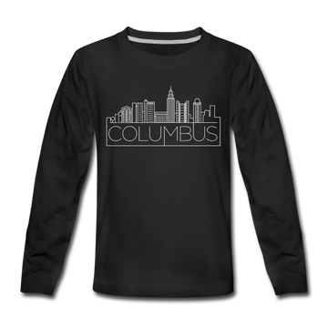 Columbus, Ohio Youth Long Sleeve Shirt - Skyline Youth Long Sleeve Columbus Tee - black