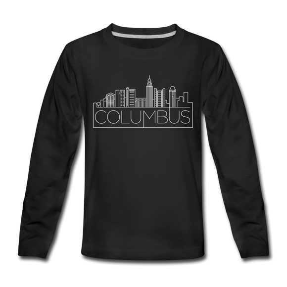 Columbus, Ohio Youth Long Sleeve Shirt - Skyline Youth Long Sleeve Columbus Tee - black