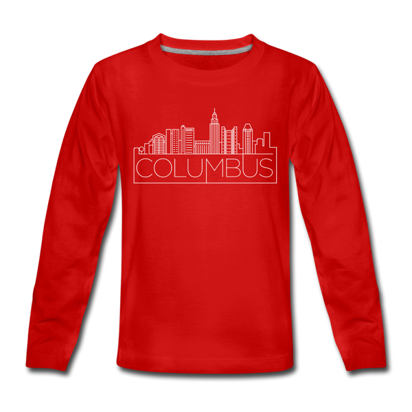 Columbus, Ohio Youth Long Sleeve Shirt - Skyline Youth Long Sleeve Columbus Tee - red