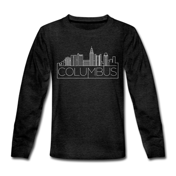 Columbus, Ohio Youth Long Sleeve Shirt - Skyline Youth Long Sleeve Columbus Tee - charcoal gray