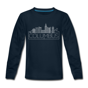 Columbus, Ohio Youth Long Sleeve Shirt - Skyline Youth Long Sleeve Columbus Tee - deep navy