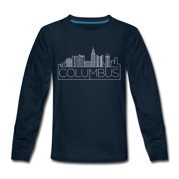 Columbus, Ohio Youth Long Sleeve Shirt - Skyline Youth Long Sleeve Columbus Tee - deep navy