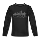 Fort Worth, Texas Youth Long Sleeve Shirt - Skyline Youth Long Sleeve Fort Worth Tee - black