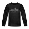 Fort Worth, Texas Youth Long Sleeve Shirt - Skyline Youth Long Sleeve Fort Worth Tee - charcoal gray