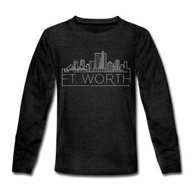Fort Worth, Texas Youth Long Sleeve Shirt - Skyline Youth Long Sleeve Fort Worth Tee