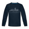 Fort Worth, Texas Youth Long Sleeve Shirt - Skyline Youth Long Sleeve Fort Worth Tee - deep navy