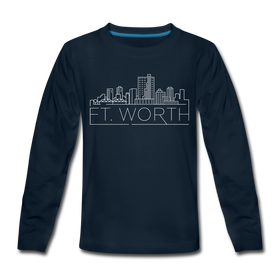 Fort Worth, Texas Youth Long Sleeve Shirt - Skyline Youth Long Sleeve Fort Worth Tee