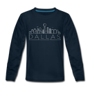Dallas, Texas Youth Long Sleeve Shirt - Skyline Youth Long Sleeve Dallas Tee - deep navy