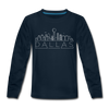 Dallas, Texas Youth Long Sleeve Shirt - Skyline Youth Long Sleeve Dallas Tee - deep navy