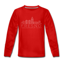 Fresno, California Youth Long Sleeve Shirt - Skyline Youth Long Sleeve Fresno Tee - red