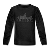 Fresno, California Youth Long Sleeve Shirt - Skyline Youth Long Sleeve Fresno Tee - charcoal gray