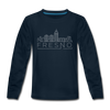 Fresno, California Youth Long Sleeve Shirt - Skyline Youth Long Sleeve Fresno Tee - deep navy