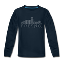 Fresno, California Youth Long Sleeve Shirt - Skyline Youth Long Sleeve Fresno Tee - deep navy