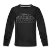 Hollywood, California Youth Long Sleeve Shirt - Skyline Youth Long Sleeve Hollywood Tee - black