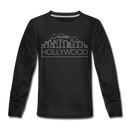 Hollywood, California Youth Long Sleeve Shirt - Skyline Youth Long Sleeve Hollywood Tee - black