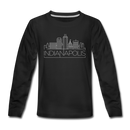 Indianapolis, Indiana Youth Long Sleeve Shirt - Skyline Youth Long Sleeve Indianapolis Tee - black