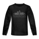 Indianapolis, Indiana Youth Long Sleeve Shirt - Skyline Youth Long Sleeve Indianapolis Tee - charcoal gray