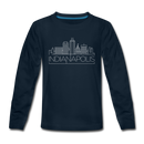 Indianapolis, Indiana Youth Long Sleeve Shirt - Skyline Youth Long Sleeve Indianapolis Tee - deep navy