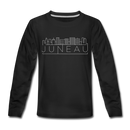 Juneau, Alaska Youth Long Sleeve Shirt - Skyline Youth Long Sleeve Juneau Tee - black