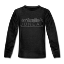 Juneau, Alaska Youth Long Sleeve Shirt - Skyline Youth Long Sleeve Juneau Tee - charcoal gray