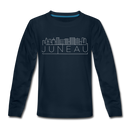 Juneau, Alaska Youth Long Sleeve Shirt - Skyline Youth Long Sleeve Juneau Tee - deep navy