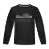 Kansas City, Missouri Youth Long Sleeve Shirt - Skyline Youth Long Sleeve Kansas City Tee - black