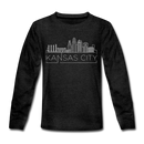 Kansas City, Missouri Youth Long Sleeve Shirt - Skyline Youth Long Sleeve Kansas City Tee - charcoal gray