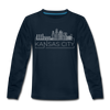 Kansas City, Missouri Youth Long Sleeve Shirt - Skyline Youth Long Sleeve Kansas City Tee - deep navy