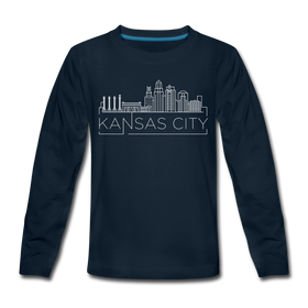 Kansas City, Missouri Youth Long Sleeve Shirt - Skyline Youth Long Sleeve Kansas City Tee