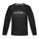 Houston, Texas Youth Long Sleeve Shirt - Skyline Youth Long Sleeve Houston Tee - black