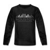 Houston, Texas Youth Long Sleeve Shirt - Skyline Youth Long Sleeve Houston Tee - charcoal gray