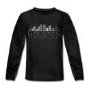 Houston, Texas Youth Long Sleeve Shirt - Skyline Youth Long Sleeve Houston Tee - charcoal gray