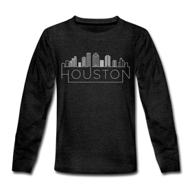 Houston, Texas Youth Long Sleeve Shirt - Skyline Youth Long Sleeve Houston Tee