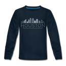 Houston, Texas Youth Long Sleeve Shirt - Skyline Youth Long Sleeve Houston Tee - deep navy