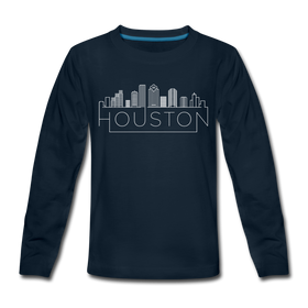 Houston, Texas Youth Long Sleeve Shirt - Skyline Youth Long Sleeve Houston Tee