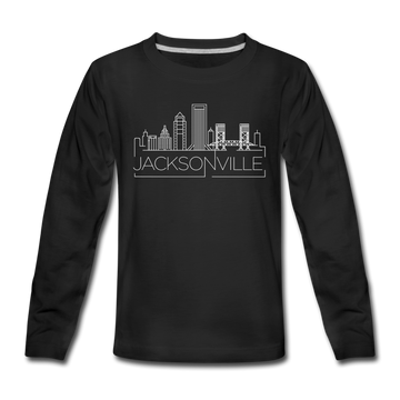 Jacksonville, Florida Youth Long Sleeve Shirt - Skyline Youth Long Sleeve Jacksonville Tee - black