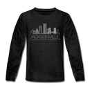 Jacksonville, Florida Youth Long Sleeve Shirt - Skyline Youth Long Sleeve Jacksonville Tee - charcoal gray