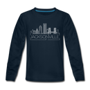 Jacksonville, Florida Youth Long Sleeve Shirt - Skyline Youth Long Sleeve Jacksonville Tee - deep navy