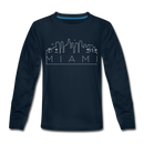 Miami, Florida Youth Long Sleeve Shirt - Skyline Youth Long Sleeve Miami Tee - deep navy
