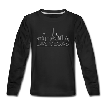 Las Vegas, Nevada Youth Long Sleeve Shirt - Skyline Youth Long Sleeve Las Vegas Tee - black