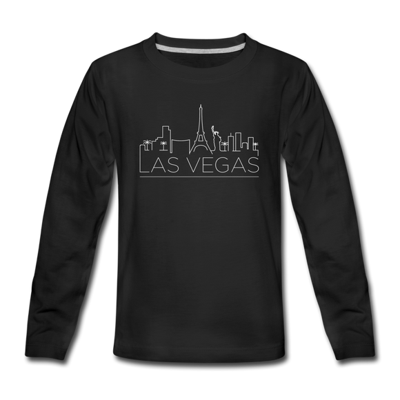Las Vegas, Nevada Youth Long Sleeve Shirt - Skyline Youth Long Sleeve Las Vegas Tee - black