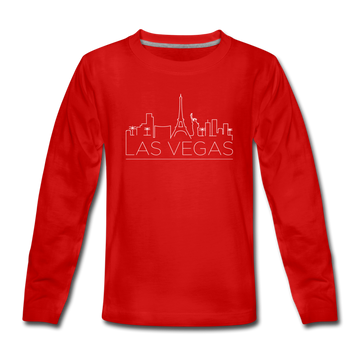 Las Vegas, Nevada Youth Long Sleeve Shirt - Skyline Youth Long Sleeve Las Vegas Tee - red