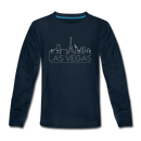 Las Vegas, Nevada Youth Long Sleeve Shirt - Skyline Youth Long Sleeve Las Vegas Tee - deep navy