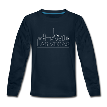Las Vegas, Nevada Youth Long Sleeve Shirt - Skyline Youth Long Sleeve Las Vegas Tee - deep navy