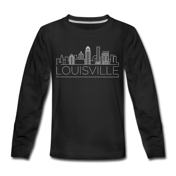 Louisville, Kentucky Youth Long Sleeve Shirt - Skyline Youth Long Sleeve Louisville Tee - black