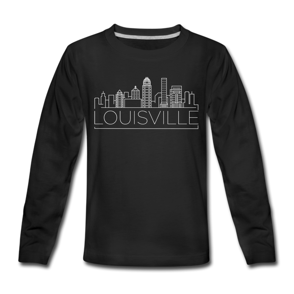 Louisville, Kentucky Youth Long Sleeve Shirt - Skyline Youth Long Sleeve Louisville Tee - black