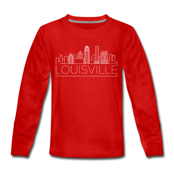 Louisville, Kentucky Youth Long Sleeve Shirt - Skyline Youth Long Sleeve Louisville Tee - red