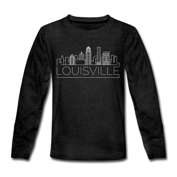 Louisville, Kentucky Youth Long Sleeve Shirt - Skyline Youth Long Sleeve Louisville Tee - charcoal gray