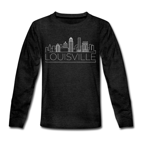 Louisville, Kentucky Youth Long Sleeve Shirt - Skyline Youth Long Sleeve Louisville Tee - charcoal gray